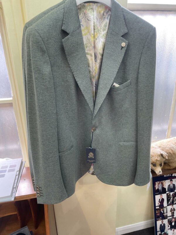 Sage green light weight blazer with silky floral lining